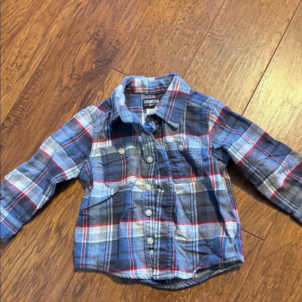 OshKosh B'gosh Blue and Red Plaid Button-Down Shirt